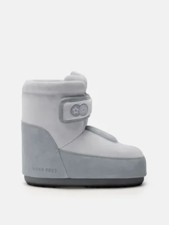 Moon Boot X Vandythepink® Icon Strap Graue Wildlederstiefel